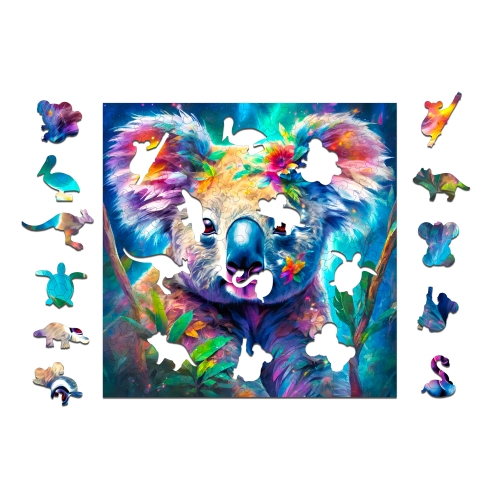 Puzzle Drewniane 25 x 25 cm KOALA 160 Elementów Układanka Drewniana